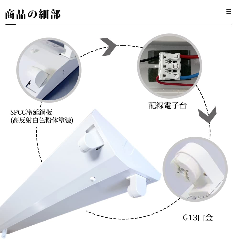 Amazon | LED蛍光灯 40w形 照明器具 2灯式 逆富士型 LEDベースライト